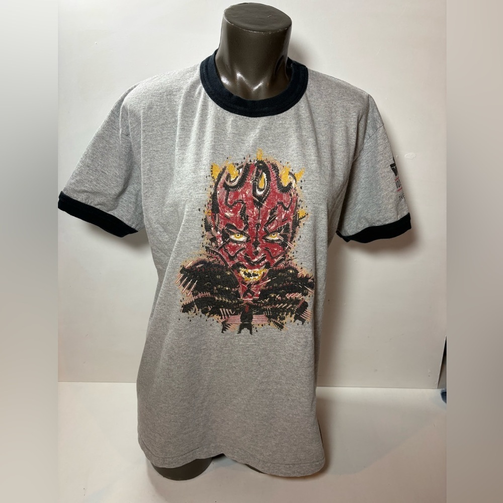 Star Wars Identities Exhibition Darth Maul Ringer Shirt - Grey - Medium (unisex)